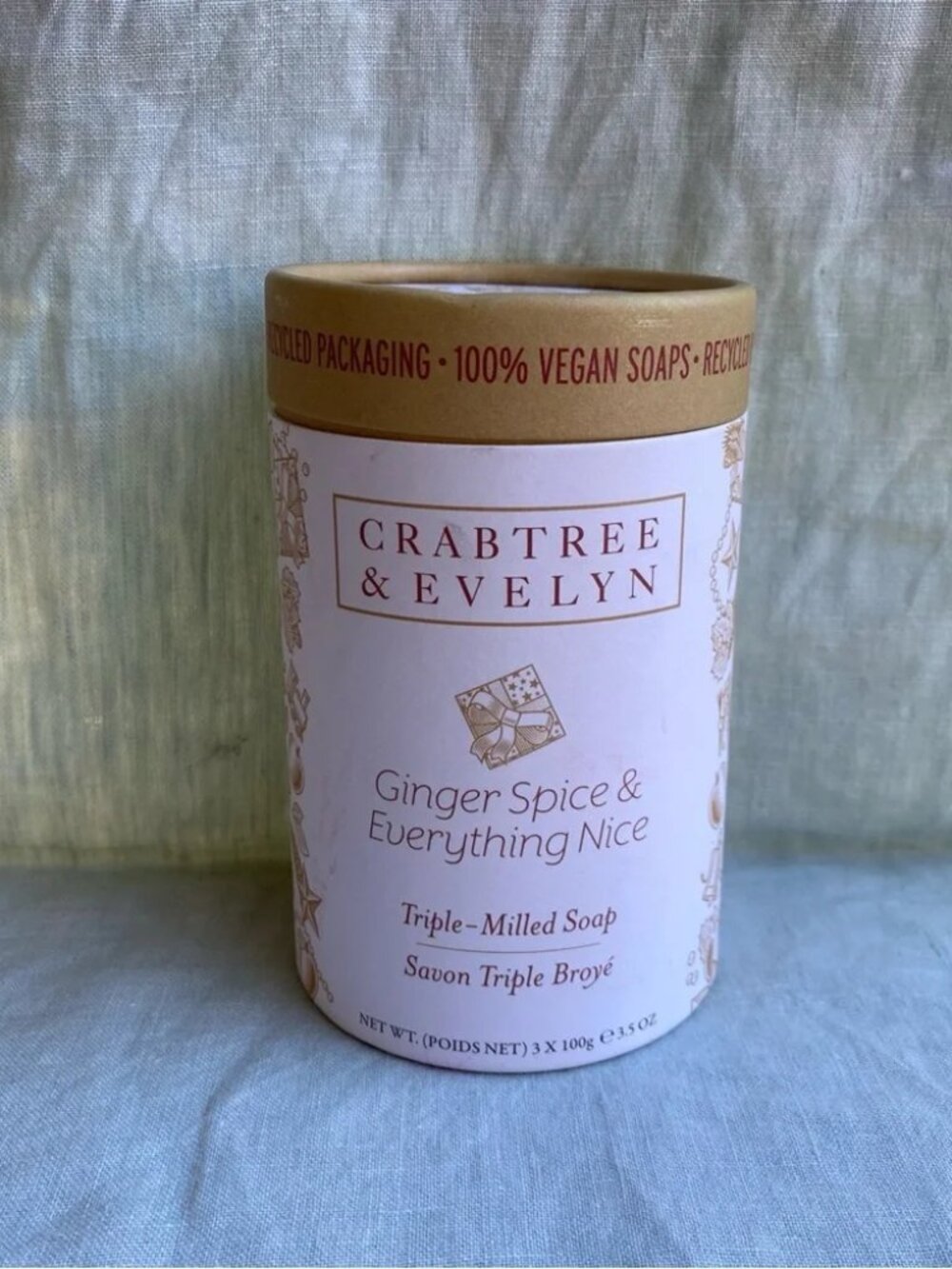NWT Crabtree & Evelyn set of 3 Ginger Spice & Everything Nice soaps 100g each